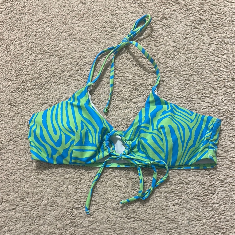 Swim Halter Bikini Top - Blue and Green